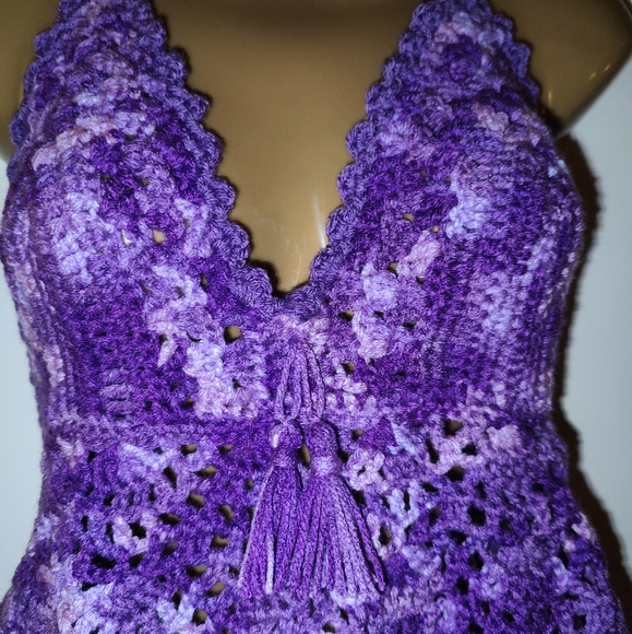 Hand Crochet Boho Festival Halter Boho Bodice Top - Picture 4 of 8